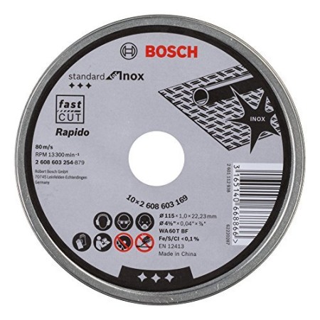 BOSCH 2608603254 MOLE DISCHI ABRASIVI 115X1 mm PER ACCIAIO INOX  PZ.10 DISCO ABR