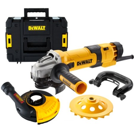 DEWALT DWE4257KT KIT SMERIGIATRICE LEVIGATRICE PER CEMENTO 125mm CUFFIA + TAZZA