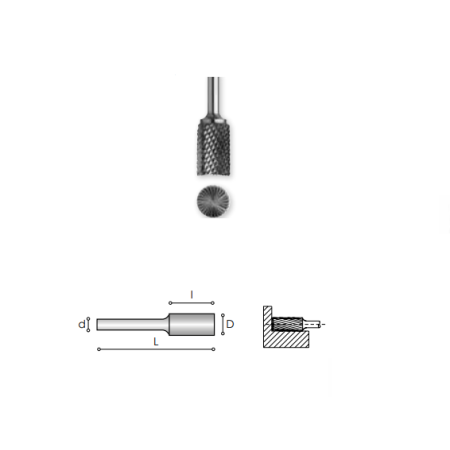 CARMON B403 FRESA LIME LIMA ROTATIVA CILINDRICA METALLO DURO HM TAGLIO FRONTALE