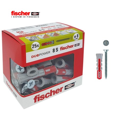 FISCHER DUOPOWER S TASSELLO TASSELLI CON VITE VITI A TESTA SVASATA FORO 6 8 10