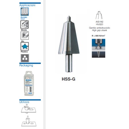 KRINO 01180 UTENSILE UTENSILI CONICI INTEGRALI HSS-G PER FORARE ALLARGARE