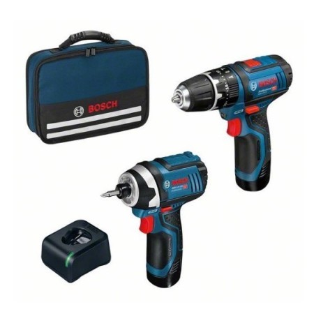 BOSCH KIT GDR12V-105 + GSB12V15  AVVITATORE A PERCUSSIONE + AVV A MASSA BATTENTE