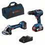 BOSCH TRAPANO A PERCUSSIONE E SMERIGLIATRICE 18V KIT GSB + GWS 2 BATTERIE 4Ah