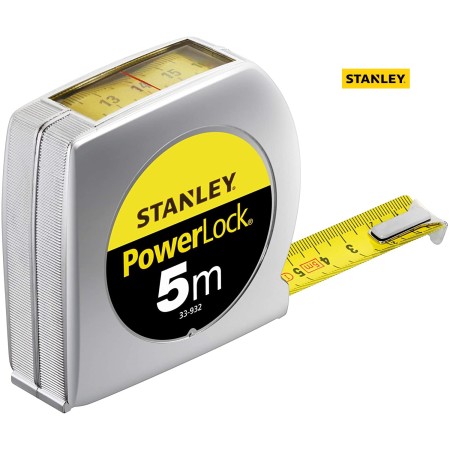 STANLEY POWERLOCK 5 MT FLESSOMETRO METRO TASCABILE FINESTRA LETTURA DIRETTA 19MM