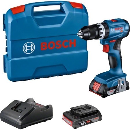 BOSCH GSB 18V-45 TRAPANO A BATTERIA AVVITATORE PERCUSSIONE 2 BATTERIE 2Ah VALIGE