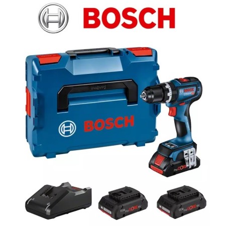 BOSCH TRAPANO A BATTERIA GSB 18V-90 C AVVITATORE CON PERCUSSIONE 3 BATTERIE 4 Ah PROCORE