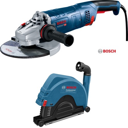 BOSCH SMERIGLIATRICE ANGOLARE 2400 W CON CUFFIA DI ASPIRAZIONE GWS 24-230 JZ + GDE 230 FC-S