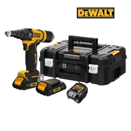 DEWALT RIVETTATRICE A BATTERIA 18V XR 4.8 MM 2 BATTERIE 2 AH DCF403D2GT-QW