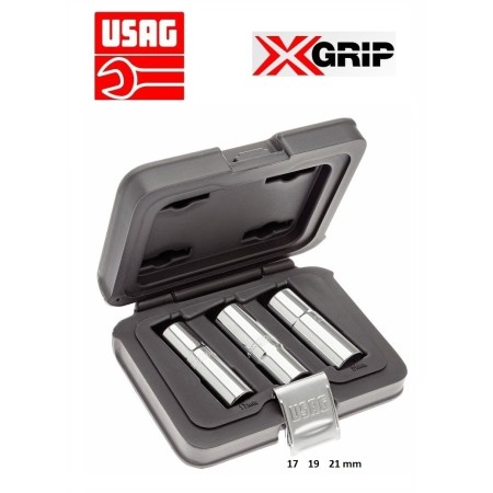 USAG 235 1/2 XL/C3 SET 3 CHIAVI A BUSSOLA LUNGHE ESAGONALE X-GRIP 17 19 21 CASSETTA