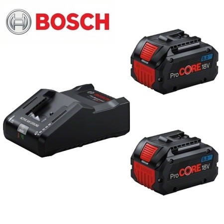 BOSCH KIT 2 BATTERIE 8 AH PROCORE 18V + CARICABATTERIE GAL 18V-160 PROFESSIONAL