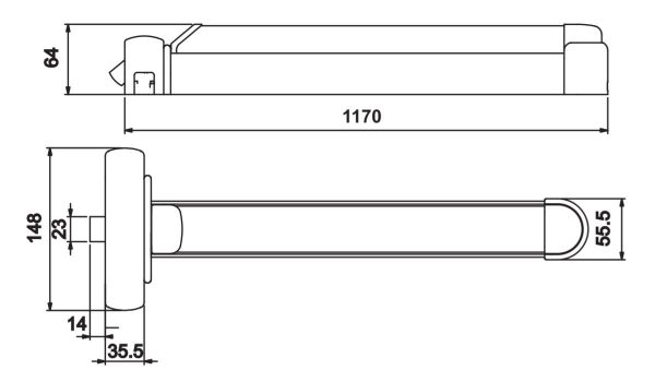 ANTIPANIC 601/2/NR MANIGLIONE ANTIPANICO PUSH BAR CENTRALE A UN PUNTO CHIUSURA - immagine 3