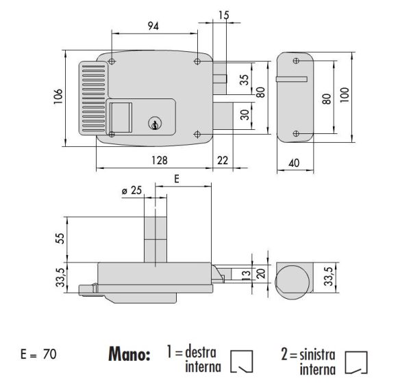 CISA 11761 SERRATURA ELETTRICA CANCELLETTO ELETTROSERRATURA ENTRATA 70 - immagine 3