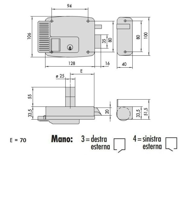 CISA 11931 SERRATURA ELETTRICA CANCELLETTO REVERSIBILE ELETTROSERRATURA ENT. 70 - immagine 3