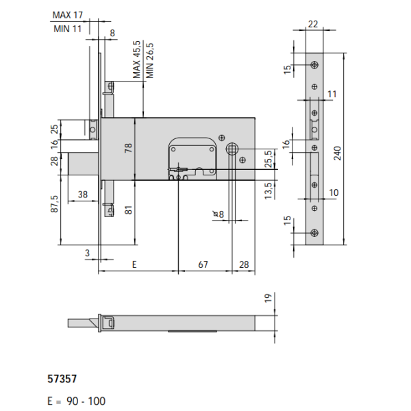 CISA 57357 SERRATURA PER PORTA DA INFILARE SERRATURE PER PORTE DOPPIA MAPPA - immagine 3