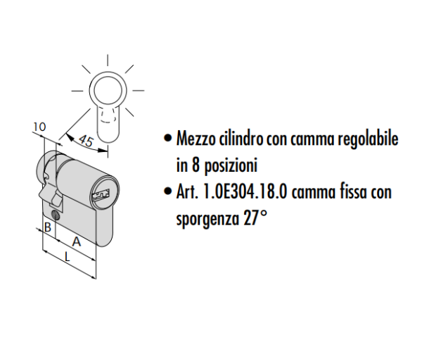 CISA 0E304 CILINDRI PROFILO EUROPEO ASIX CILINDRO SAGOMATO NICHELATO DA INFILARE - immagine 3