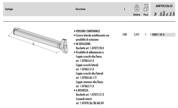 CISA 59811 MANIGLIONI ANTIPANICO FAST TOUCH TRIPLICE MANIGLIONE DA APPLICARE - immagine 4