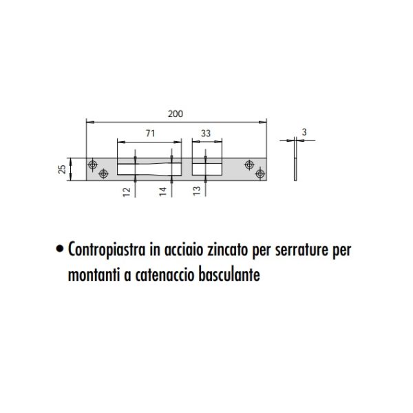 CISA 06232-20 CONTROPIASTRA ACCIAIO ZINCATO PER SERRATURE INFILARE PER MONTANTI - immagine 3