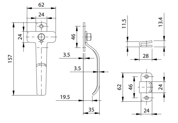 F.LLI COMUNELLO 662 MANIGLIA A BLOCCO REVERSIBILE ZINCATA PORTE FINESTRE ACCIAIO - immagine 3