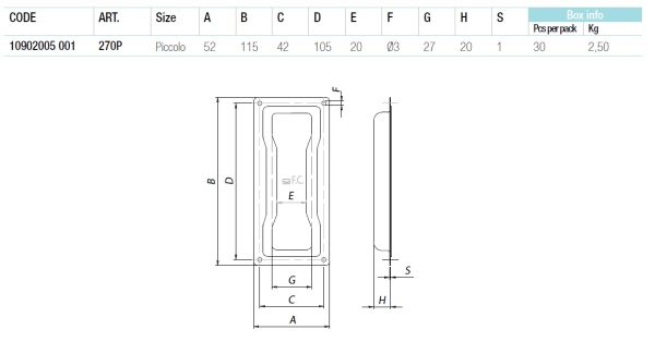 F.LLI COMUNELLO 270P MANIGLIA INCASSO SENZA LEVA MANIGLIE PER PORTONE SCORREVOLE - immagine 3