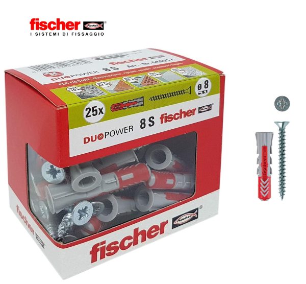 FISCHER DUOPOWER S TASSELLO TASSELLI CON VITE VITI A TESTA SVASATA FORO 6 8 10 - immagine 9