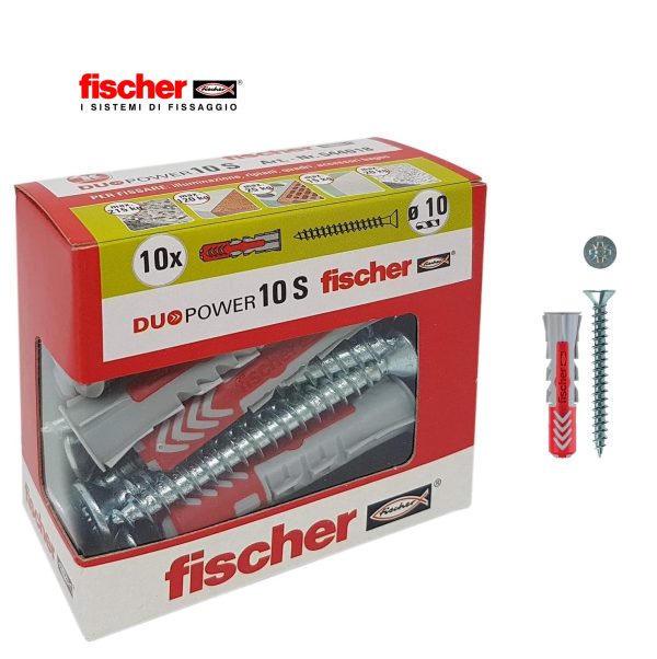 FISCHER DUOPOWER S TASSELLO TASSELLI CON VITE VITI A TESTA SVASATA FORO 6 8 10 - immagine 10