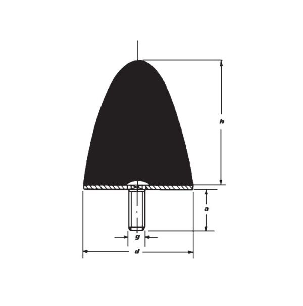 LAGOS AV 40 ANTIVIBRANTE A PARABOLA IN GOMMA PUFFER ANTIVIBRAZIONI M8 Ø40 H50 - immagine 3