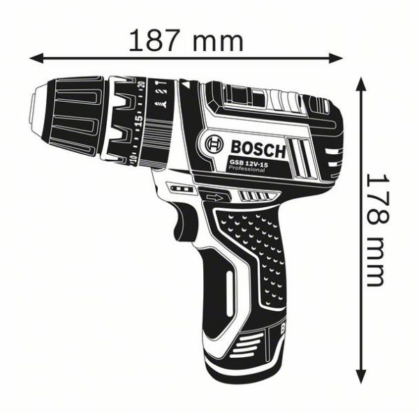 BOSCH GSB 12V-15 TRAPANO AVVITATORE A PERCUSSIONE 2 BATTERIE 2.0 Ah LI-ION - immagine 4