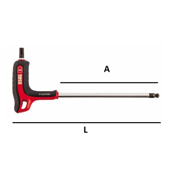 USAG 280 HGTS CHIAVE MASCHIO ESAGONALE A TESTA SFERICA CON IMPUGNATURA - immagine 3