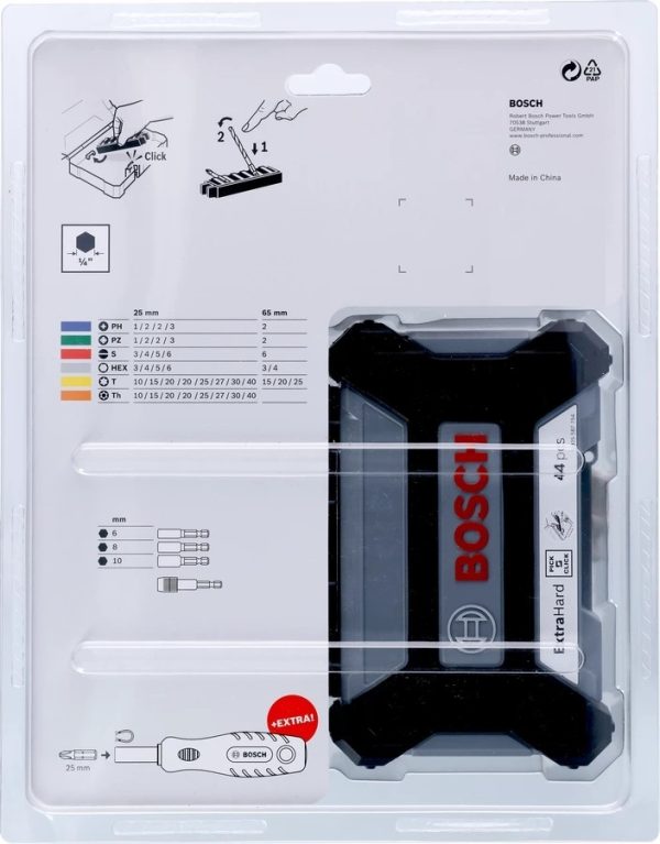 BOSCH SET INSERTI BIT PER TRAPANO KIT + AVVITATORE MANUALE IN CUSTODIA 45 PZ - immagine 10