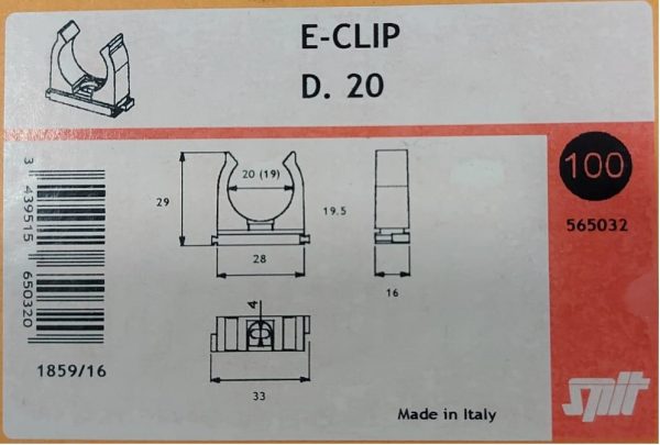 SPIT CAVALLOTTI CAVALLOTTO FISSATUBO APERTO ECLIP CONFEZIONE 100 PEZZI - immagine 10