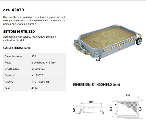 RAASM RECUPERATORE A PAVIMENTO OLIO ESAUSTO PNEUMATICO 95 LT 42073 - immagine 6