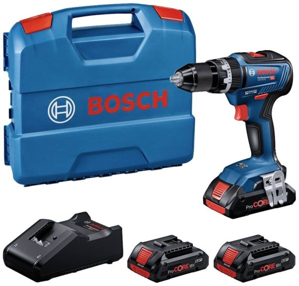 BOSCH TRAPANO A BATTERIA GSB 18V-55 AVVITATORE CON PERCUSSIONE 3 BATTERIE 4 Ah PROCORE - immagine 3