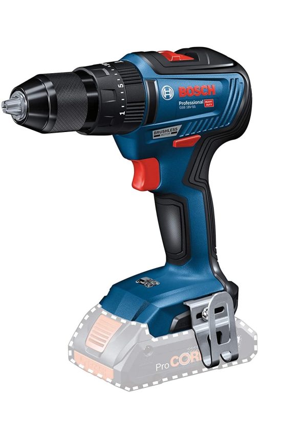 BOSCH TRAPANO A BATTERIA GSB 18V-55 AVVITATORE CON PERCUSSIONE 3 BATTERIE 4 Ah PROCORE - immagine 4