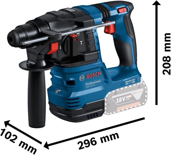 BOSCH MARTELLO PERFORATORE A BATTERIA GBH 18V-22 + GDE 18V-12 ASPIRATORE SDS PLUS - immagine 6