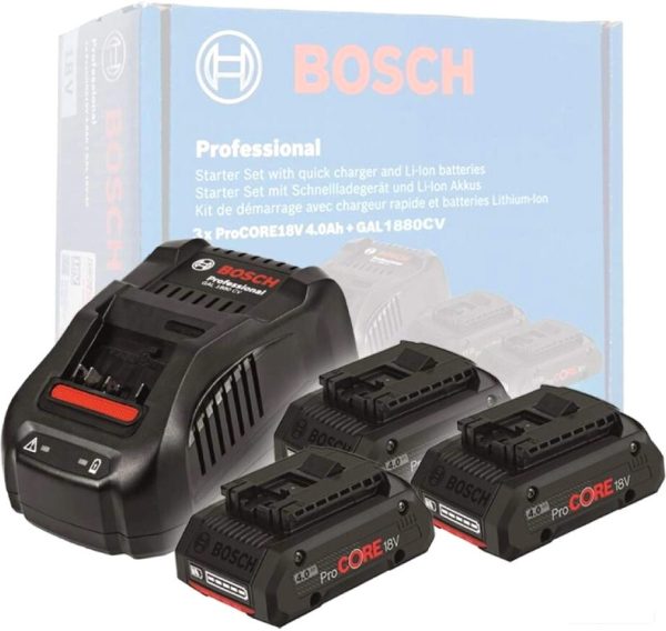 BOSCH 3 BATTERIE 18V PROCORE 4 AH LI-ION KIT + CARICABATTERIE PROFESSIONAL - immagine 3