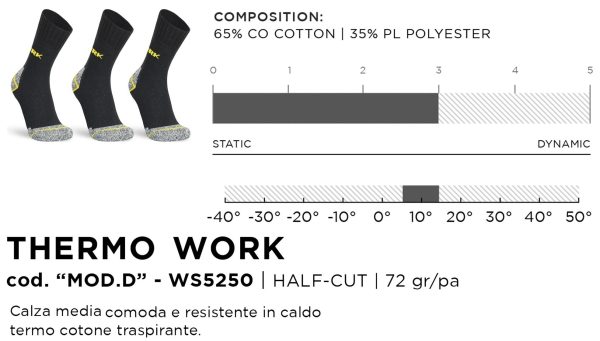 WORK CALZE RESISTENTI WORIK THERMO CALZA MEDIA DA LAVORO 3 PAIA - immagine 3