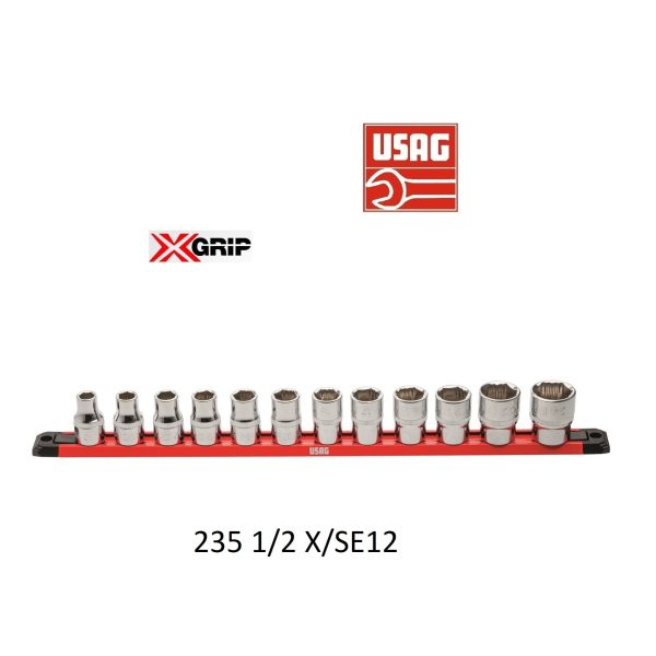 USAG 235 1/2 X/SE12 SERIE 12 CHIAVI A BUSSOLA BOCCA ESAGONALE SPECIALE X-GRIP